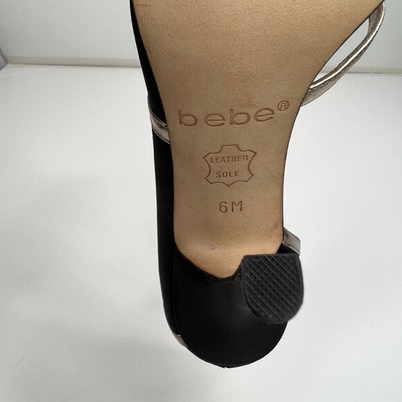 BEBE Black and Silver Slip On Party Heels‎ 6 - Picture 8 of 9